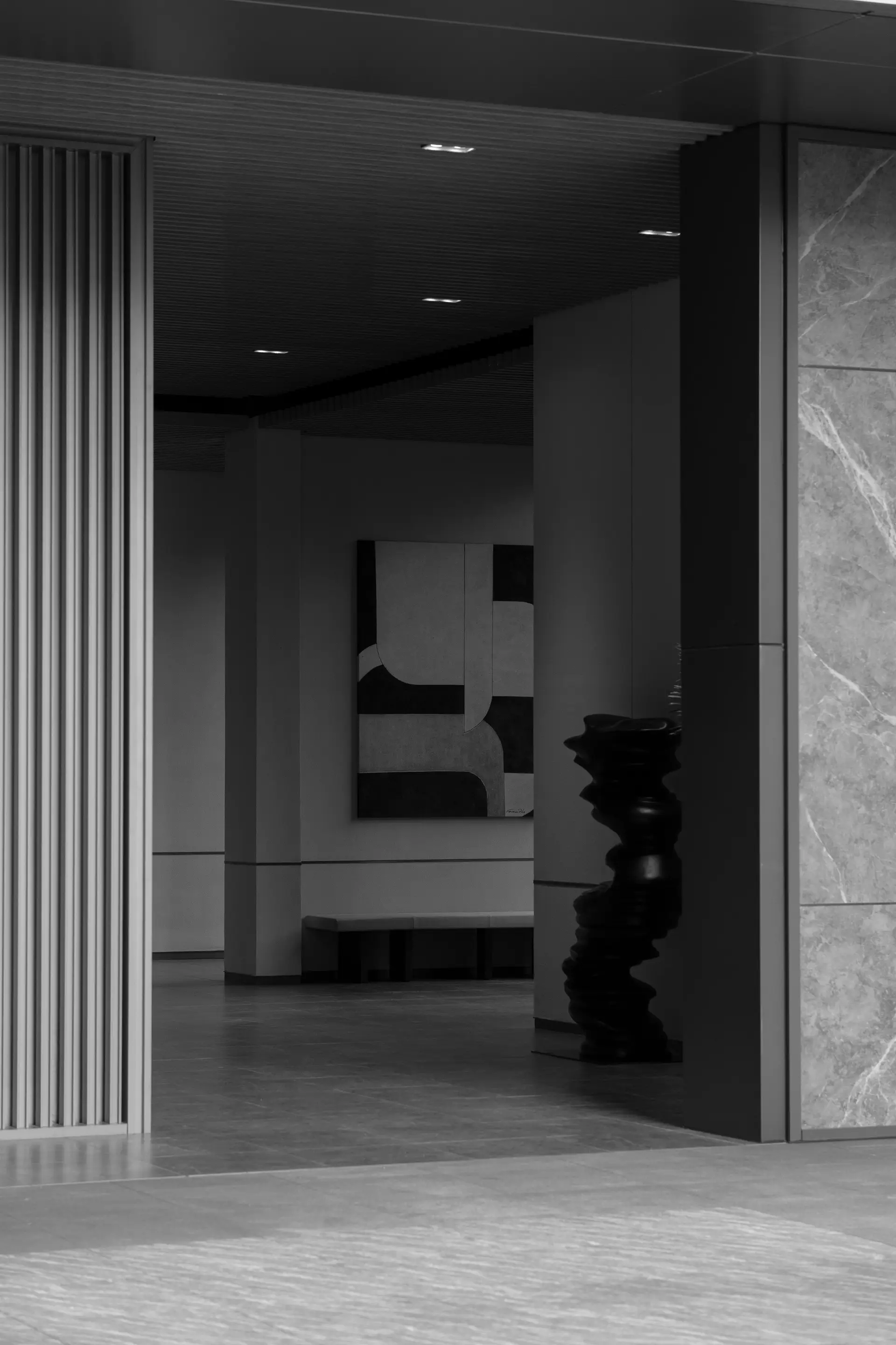 Elegant marble and abstract art interior