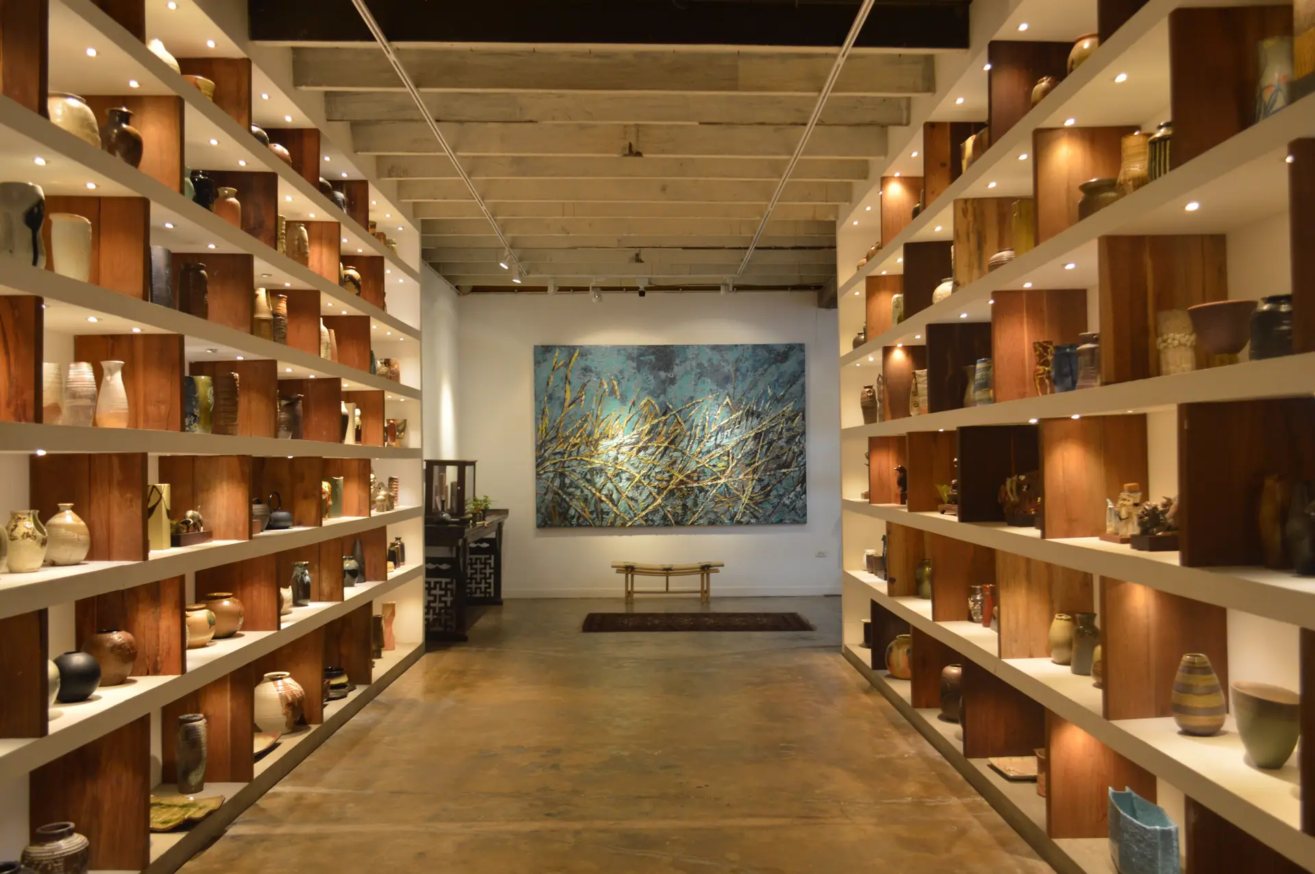Pottery and abstract painting