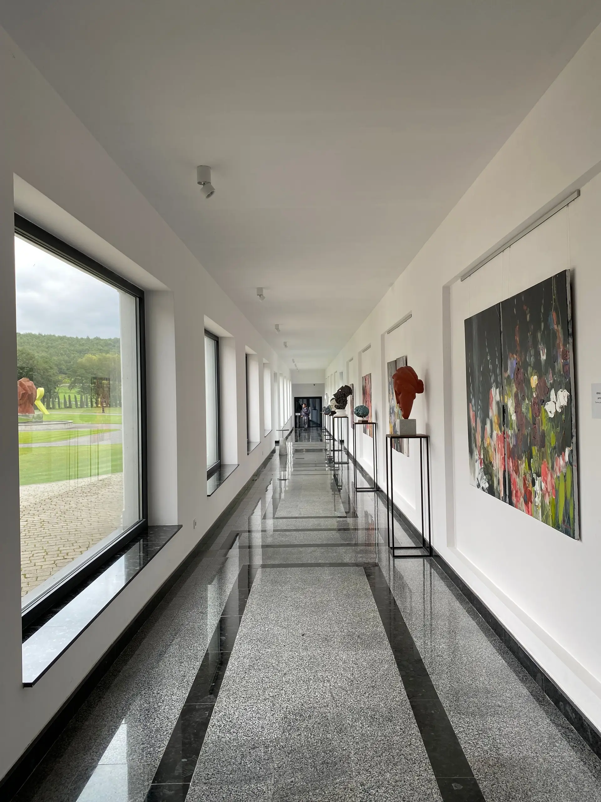 Minimalist architectural gallery space with natural light