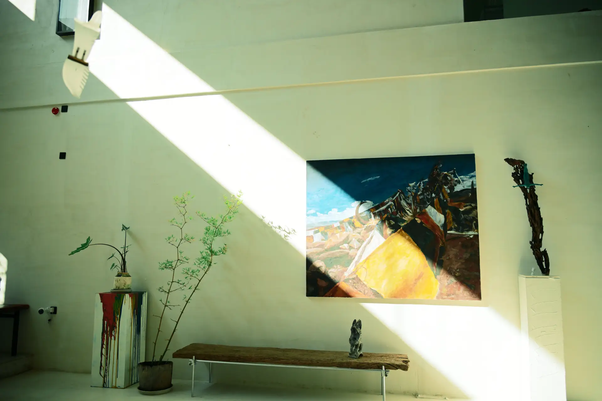 Contemporary gallery interior with minimalist abstract art